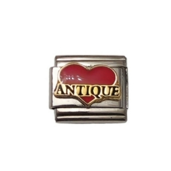 Italian Charmlink for Italian Charm Bracelet Heart Love‎ Antique Nomination - Picture 1 of 2